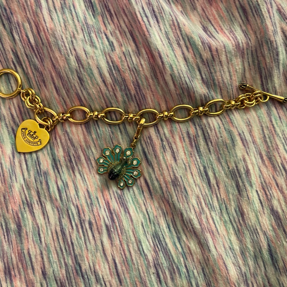 Juicy couture Y2K charm bracelet with peacock charm